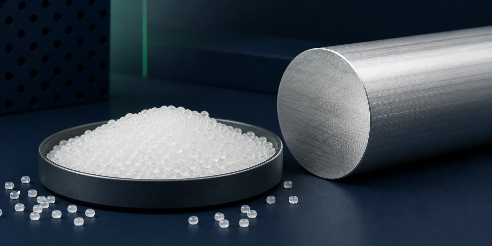 Polymer resin pellets and aluminum billet