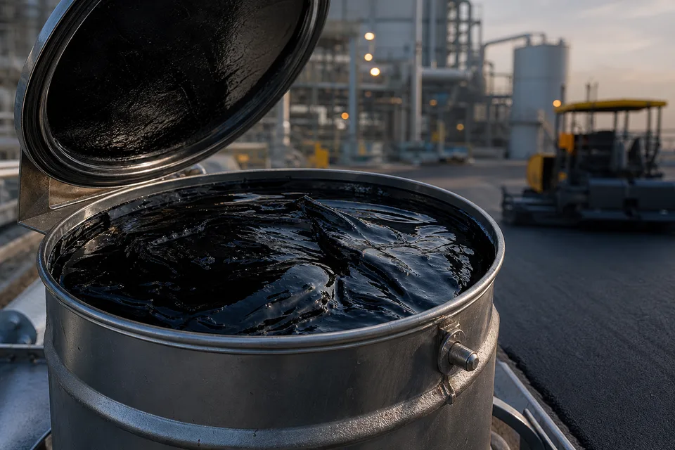 Bitumen 60/70 in an industrial sampling container